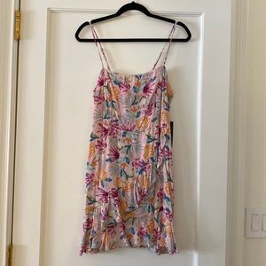 Lulus Sunny Season Lavender Tropical Print Ruffled Mini Dress